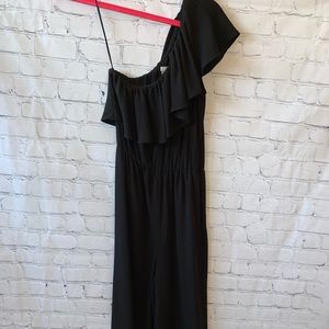 One shoulder romper with flared legs